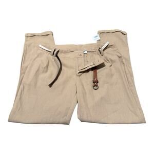 Tan Relaxed Fit Chinos with Braided Belt Women’s Medium Love83